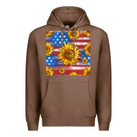 Chestnut sunflowers american flag seamless pattern Premium Hoodie - HRA Design Shop
