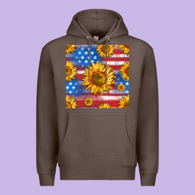 Sunflowers American Flag Seamless Pattern Premium Hoodie Designed By Hra Design Shop