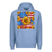 Colony Blue sunflowers american flag seamless pattern Premium Hoodie - HRA Design Shop
