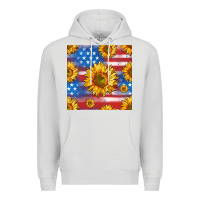 Dove Grey sunflowers american flag seamless pattern Premium Hoodie - HRA Design Shop
