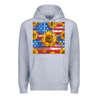 Heather Grey sunflowers american flag seamless pattern Premium Hoodie - HRA Design Shop