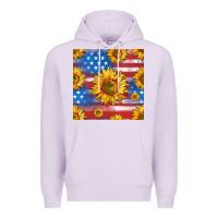 Lilac sunflowers american flag seamless pattern Premium Hoodie - HRA Design Shop