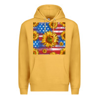 Mustard sunflowers american flag seamless pattern Premium Hoodie - HRA Design Shop