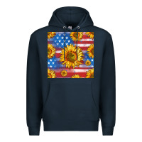 Navy sunflowers american flag seamless pattern Premium Hoodie - HRA Design Shop