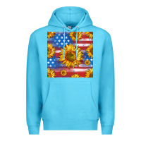 Ocean Blue sunflowers american flag seamless pattern Premium Hoodie - HRA Design Shop