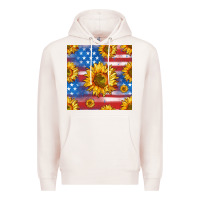 Pale Pink sunflowers american flag seamless pattern Premium Hoodie - HRA Design Shop