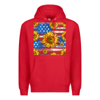 Red sunflowers american flag seamless pattern Premium Hoodie - HRA Design Shop