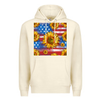 Sandshell sunflowers american flag seamless pattern Premium Hoodie - HRA Design Shop