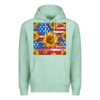 Seafoam sunflowers american flag seamless pattern Premium Hoodie - HRA Design Shop