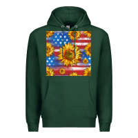 Sports Green sunflowers american flag seamless pattern Premium Hoodie - HRA Design Shop