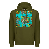 Army Green salty vibes seamless pattern Premium Hoodie - HRA Design Shop