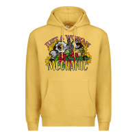 Antique Gold just a woman who loves her mechanic Premium Hoodie - SublimationCraftShop