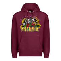 Burgundy just a woman who loves her mechanic Premium Hoodie - SublimationCraftShop