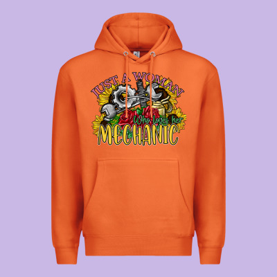 Just A Woman Who Loves Her Mechanic Premium Hoodie Designed By Sublimationcraftshop
