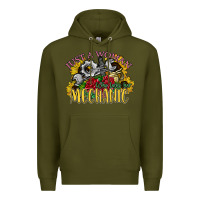 Army Green just a woman who loves her mechanic Premium Hoodie - SublimationCraftShop