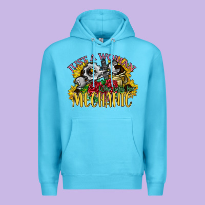 Just A Woman Who Loves Her Mechanic Premium Hoodie Designed By Sublimationcraftshop