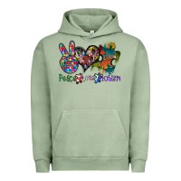 Pigment Oil Green peace love autism Urban Hoodie - SublimationCraftShop