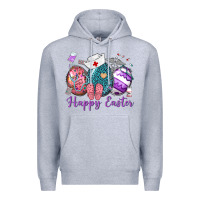 Heather Grey happy easter eggs nurse n Premium Hoodie - Neo Western