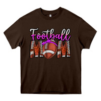 Chocolate Brown Football Mom Heavy Core Tee - CowhideDigitalArt