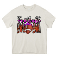 Cream Football Mom Heavy Core Tee - CowhideDigitalArt