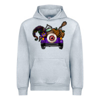 Heather Grey Halloween Truck Urban Hoodie - CowhideDigitalArt