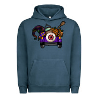 Pigment Midnight Navy Halloween Truck Urban Hoodie - CowhideDigitalArt