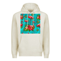 Oatmeal Heather flamingo seamless pattern Premium Hoodie - HRA Design Shop