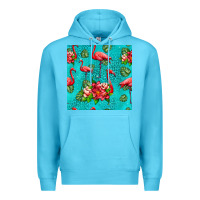 Ocean Blue flamingo seamless pattern Premium Hoodie - HRA Design Shop