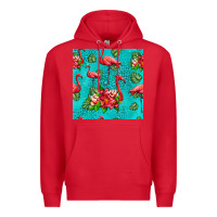Red flamingo seamless pattern Premium Hoodie - HRA Design Shop