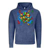 Vintage Denim autism sunflower ribbon Vintage Hoodie - AdoDesignShop
