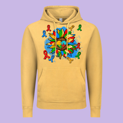 Autism Sunflower Ribbon Vintage Hoodie Designed By Adodesignshop