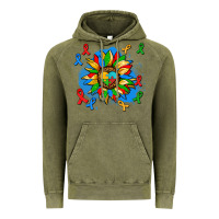 Vintage Olive autism sunflower ribbon Vintage Hoodie - AdoDesignShop