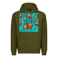 Army Green flamingo seamless pattern Premium Hoodie - HRA Design Shop