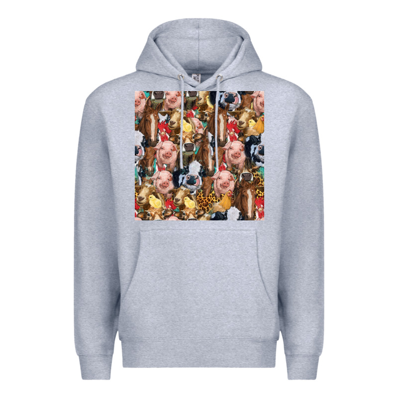 Western Farm Animals Seamless Pattern Premium Hoodie by HRA Design Shop | Teevron