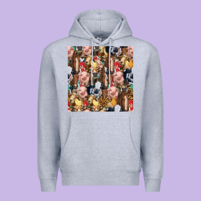 Western Farm Animals Seamless Pattern Premium Hoodie Designed By Hra Design Shop