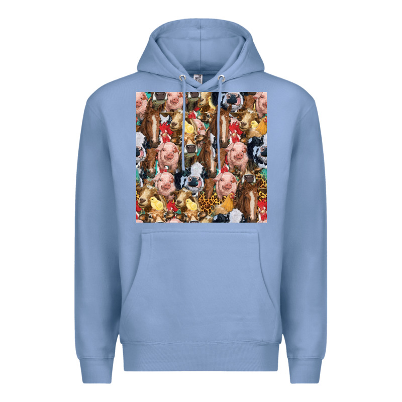 Western Farm Animals Seamless Pattern Premium Hoodie by HRA Design Shop | Teevron