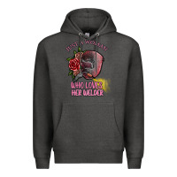 Charcoal Heather just a woman who loves her welder Premium Hoodie - SublimationCraftShop