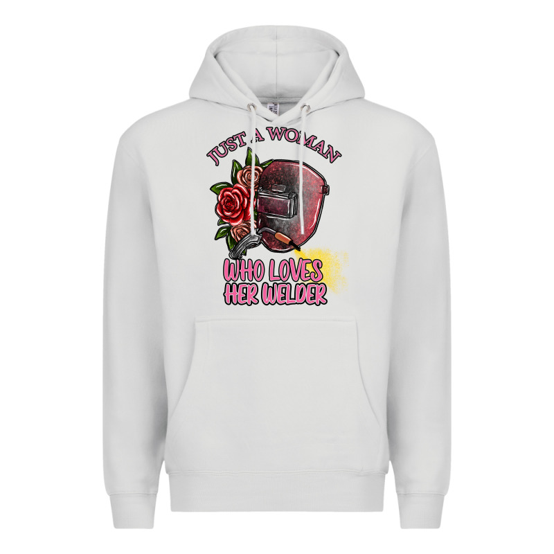 Just A Woman Who Loves Her Welder Premium Hoodie by SublimationCraftShop | Teevron