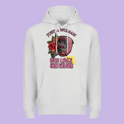 Just A Woman Who Loves Her Welder Premium Hoodie Designed By Sublimationcraftshop