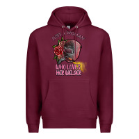 Burgundy just a woman who loves her welder Premium Hoodie - SublimationCraftShop