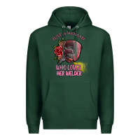 Sports Green just a woman who loves her welder Premium Hoodie - SublimationCraftShop