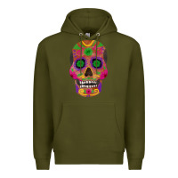 Army Green sugar skull Premium Hoodie - FaDigitalArtStudio