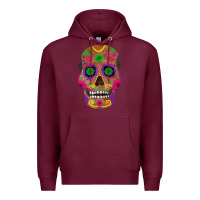 Burgundy sugar skull Premium Hoodie - FaDigitalArtStudio