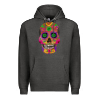 Charcoal Heather sugar skull Premium Hoodie - FaDigitalArtStudio