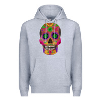 Heather Grey sugar skull Premium Hoodie - FaDigitalArtStudio
