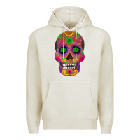 Oatmeal Heather sugar skull Premium Hoodie - FaDigitalArtStudio