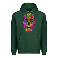 Sports Green sugar skull Premium Hoodie - FaDigitalArtStudio