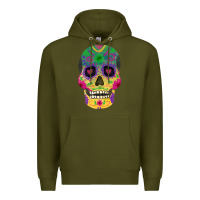 Army Green sugar skull Premium Hoodie - FaDigitalArtStudio