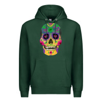 Sports Green sugar skull Premium Hoodie - FaDigitalArtStudio
