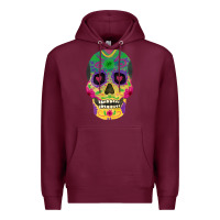 Burgundy sugar skull Premium Hoodie - FaDigitalArtStudio